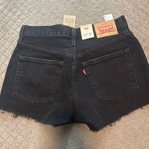 Levi's Black Jean Shorts Distressed Hem